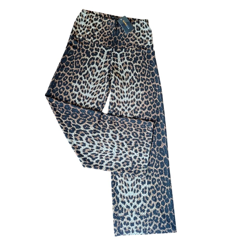 ​RARE NWT Eva Varro Leopard Palazzo Pants L Deadstock Hard To Find Made In USA